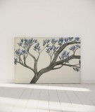 Tête de lit 160 cm Bleu Blanc Axelle Grosperrin Arbre bleu