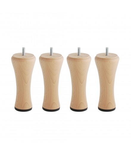 Lot de 4 pieds bois cylindrique, haut. 15, Made In France