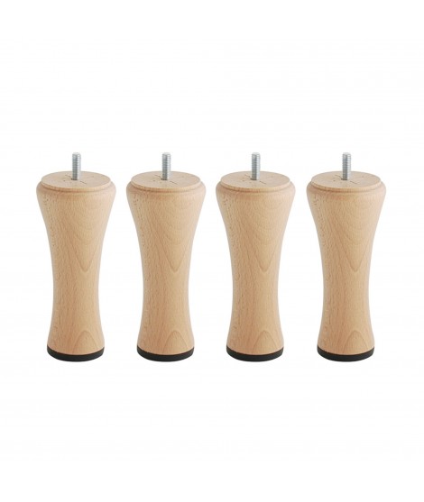 Lot de 4 pieds bois cylindrique, haut. 15, Made In France