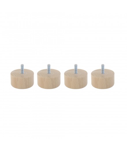 Lot de 4 pieds bois cylindrique, haut. 15, Made In France