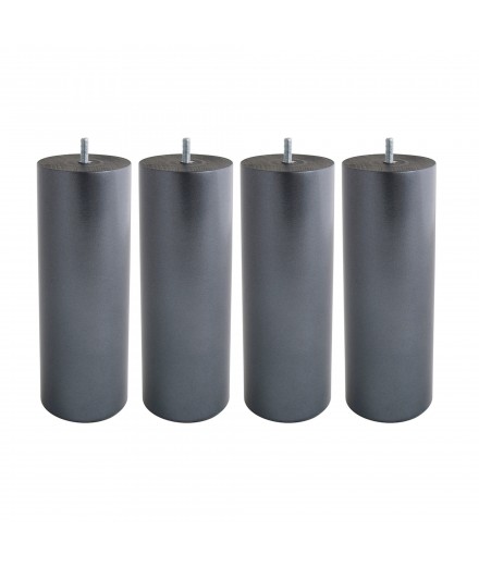 Lot de 4 pieds bois cylindrique, haut. 15, Made In France