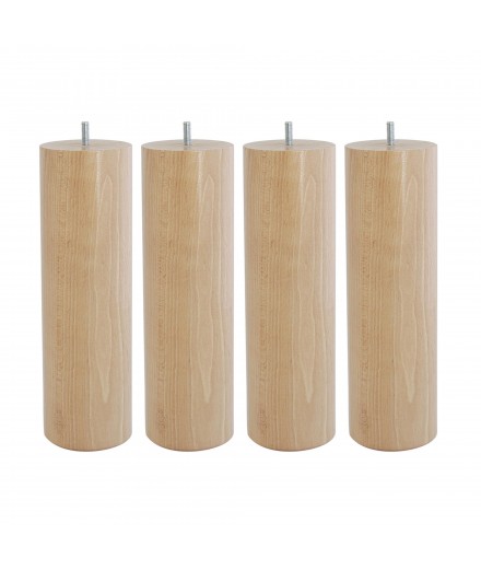 Lot de 4 pieds bois cylindrique, haut. 15, Made In France