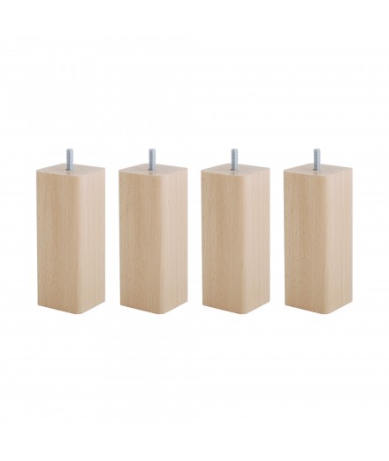 Lot de 4 pieds bois cylindrique, haut. 15, Made In France