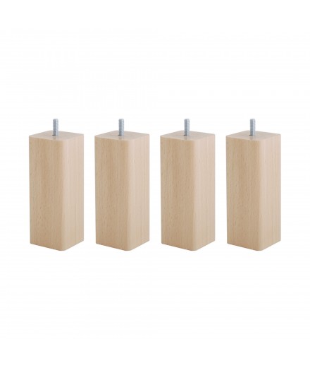 Lot de 4 pieds bois cylindrique, haut. 15, Made In France