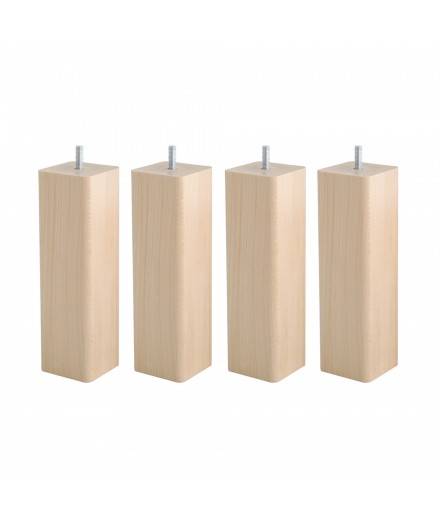 Lot de 4 pieds bois cylindrique, haut. 15, Made In France