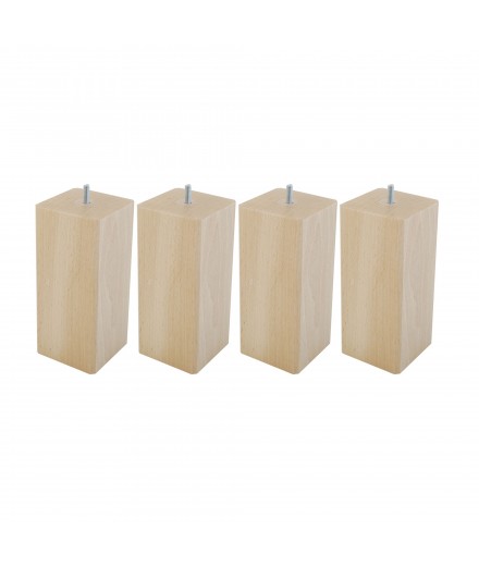 Lot de 4 pieds bois cylindrique, haut. 15, Made In France