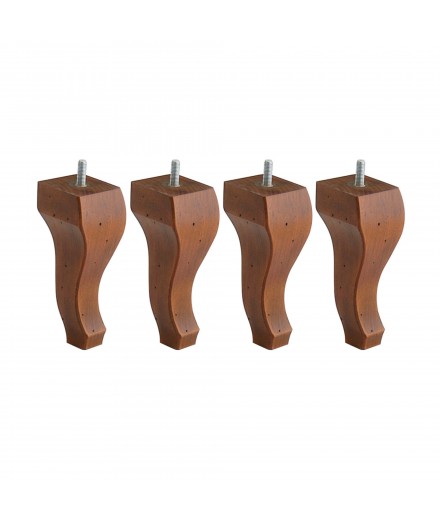 Lot de 4 pieds bois cylindrique, haut. 15, Made In France