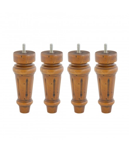 Lot de 4 pieds bois cylindrique, haut. 15, Made In France