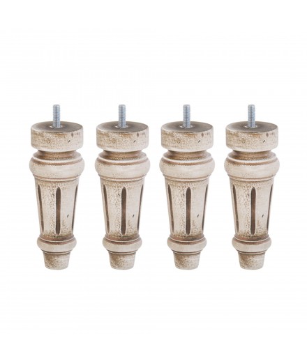 Lot de 4 pieds bois cylindrique, haut. 15, Made In France