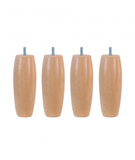 Lot de 4 pieds bois cylindrique, haut. 15, Made In France