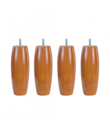 Lot de 4 pieds bois cylindrique, haut. 15, Made In France