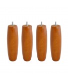 Lot de 4 pieds bois cylindrique, haut. 15, Made In France