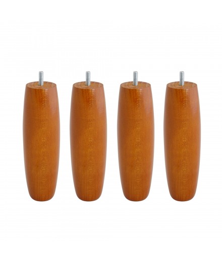 Lot de 4 pieds bois cylindrique, haut. 15, Made In France