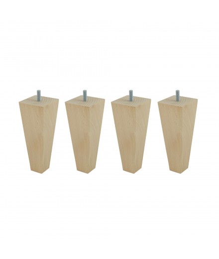 Lot de 4 pieds bois cylindrique, haut. 15, Made In France