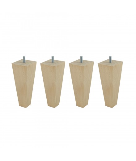 Lot de 4 pieds pyramide en Hêtre, haut. 15 cm, Made In France