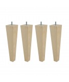 Lot de 4 pieds bois cylindrique, haut. 15, Made In France