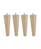 Lot de 4 pieds bois cylindrique, haut. 15, Made In France