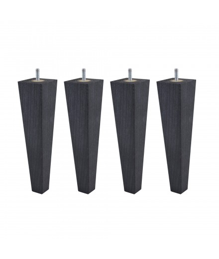 Lot de 4 pieds bois cylindrique, haut. 15, Made In France