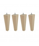 Lot de 4 pieds bois cylindrique, haut. 15, Made In France