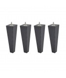 Lot de 4 pieds bois cylindrique, haut. 15, Made In France