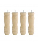 Lot de 4 pieds bois cylindrique, haut. 15, Made In France