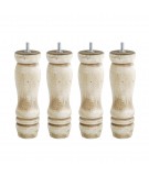 Lot de 4 pieds bois cylindrique, haut. 15, Made In France