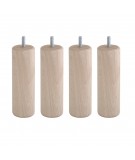Lot de 4 pieds bois cylindrique, haut. 15, Made In France