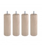 Lot de 4 pieds bois cylindrique, haut. 15, Made In France