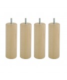 Lot de 4 pieds bois cylindrique, haut. 15, Made In France