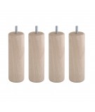 Lot de 4 pieds bois cylindrique, haut. 15, Made In France