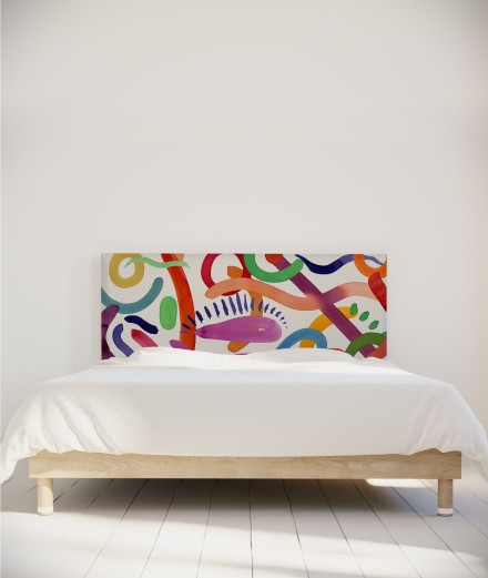 Tête de lit myQuintus modèle Floating Colors par Léa Zamolo, vue de face