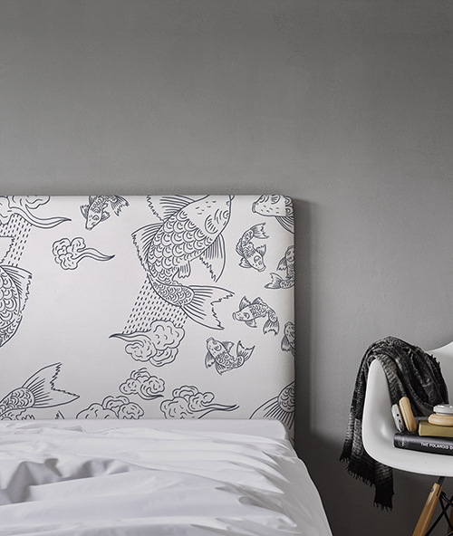 tête de lit confortable myquintus motif poissons japonais